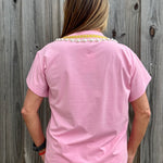 Queen of Sparkles Hot Pink Pearl & Chain Valentine's Day Charm Necklace Tee at ooh la la! in Grapevine TX 76051