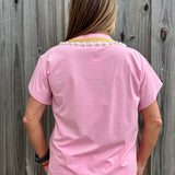 Queen of Sparkles Hot Pink Pearl & Chain Valentine's Day Charm Necklace Tee at ooh la la! in Grapevine TX 76051