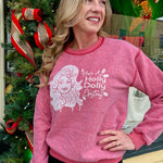 Holly Dolly Christmas Inverted Sweatshirt in red at ooh la la! in Grapevine TX 76051