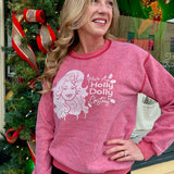 Holly Dolly Christmas Inverted Sweatshirt in red at ooh la la! in Grapevine TX 76051
