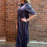 Romance Imagined Velour Midi Dress In mulberry arch la la! in Grapevine TX 76051