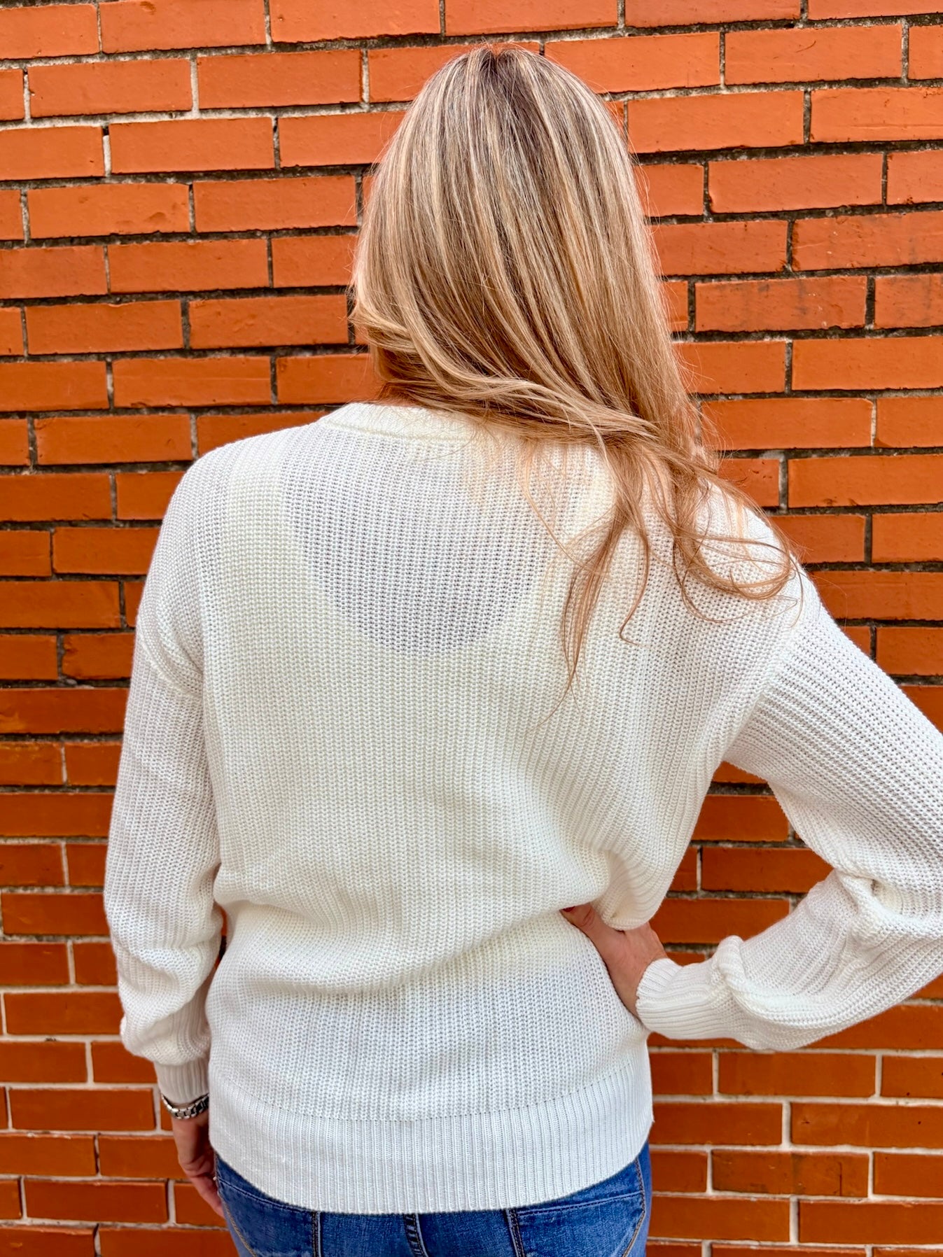 Simply Southern Santa Baby Embroidered Pullover Sweater in white at ooh la la! in Grapevine TX 76051