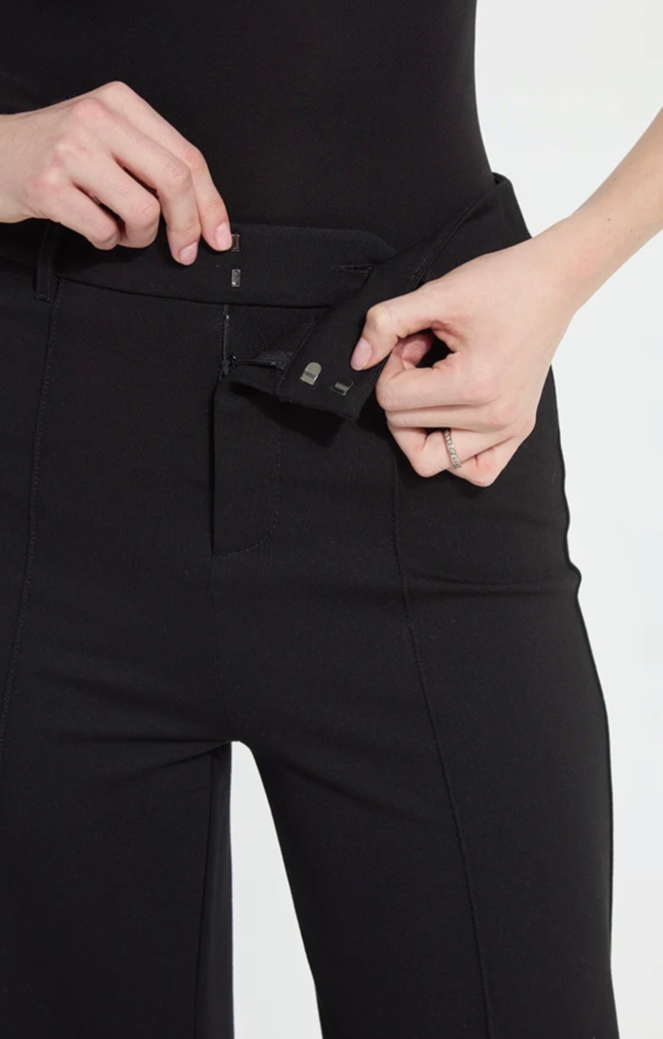 Lysse Nadia Zip Front Ponte Trouser in black at ooh la la! in Grapevine TX 76051