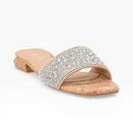 Corky's Our Lil Secret rhinestone sandal with cork sole and nude strap
