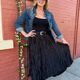 Satin Crinkle Maxi Skirt