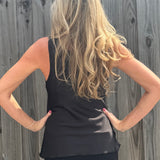 Molly Bracken satin draped neck top in black at ooh la la! in Grapevine TX 76051