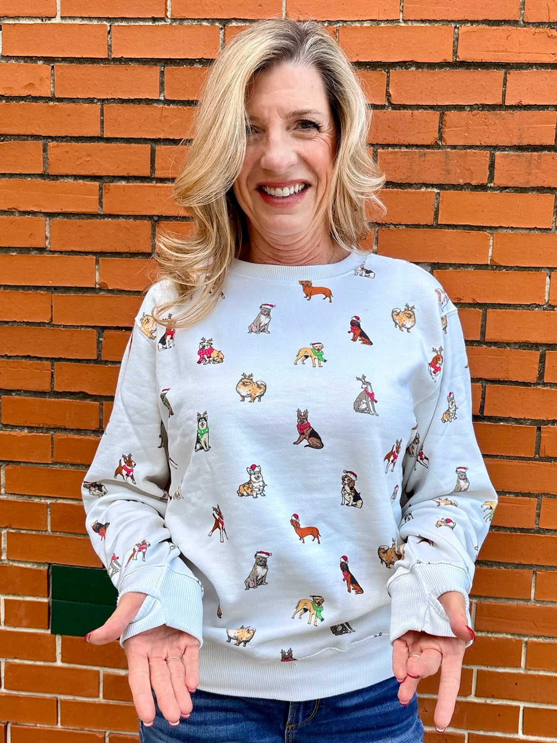 Holiday Dogs on Repeat Sweatshirt at ooh la la! In Grapevine TX 76051