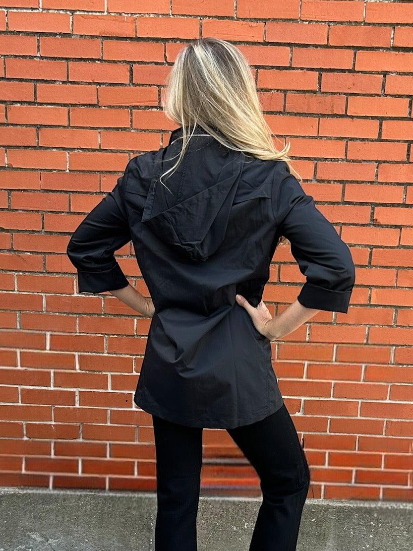 Casual Short Raincoat in black at ooh la la! in Grapevine TX 76051