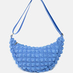 Kind Bag London - Puff Crescent Crossbody Bag in blue at ooh la la! in Grapevine TX 76051