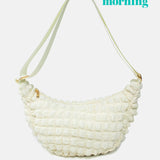 Kind Bag London - Puff Crescent Crossbody Bag in cream at ooh la la! in Grapevine TX 76051