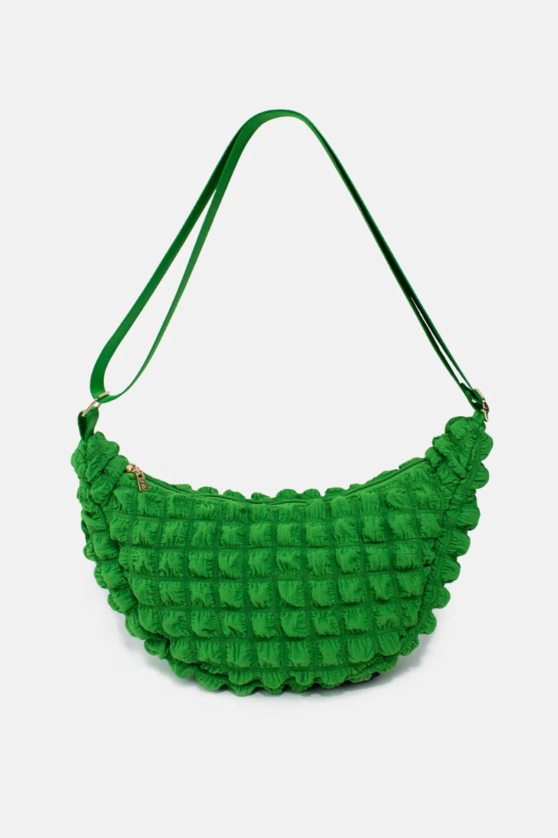 Kind Bag London - Puff Crescent Crossbody Bag in green at ooh la la! in Grapevine TX 76051