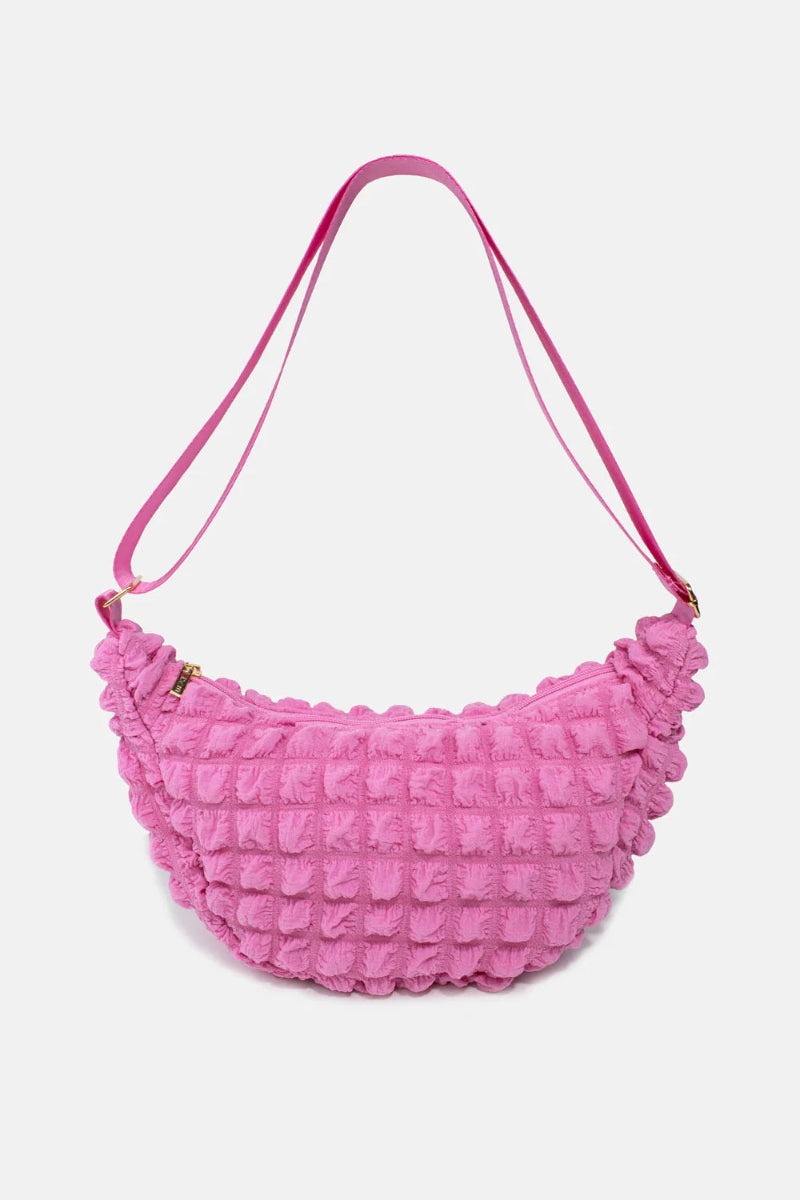 Kind Bag London - Puff Crescent Crossbody Bag in pink at ooh la la! in Grapevine TX 76051