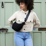 Kind Bag London - Puff Crescent Crossbody Bag in black at ooh la la! in Grapevine TX 76051