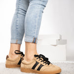 Corky’s Hey Girl Brand Heads Up Sneaker - Camel Faux Suede at ooh la la! in Grapevine TX 76051