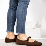 Corky's Hey Girl Brand Layover chocolate brown suede Mary Jane flat with bow strap detail at ooh la la! in Grapevine TX 76051