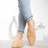 Corky's Mischief Pointed Toe Studded Flat Mule - Camel Faux Suede at ooh la la in Grapevine TX 76051