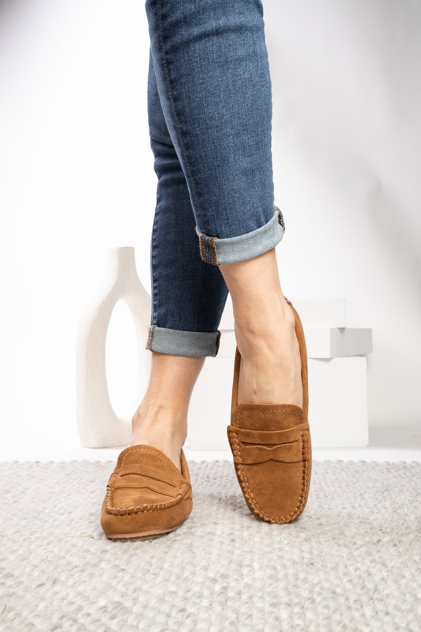 Corky's Penny for Your Thoughts Moccasin Loafer - Camel Faux Suede at ooh la la! in Grapevine TX 76051