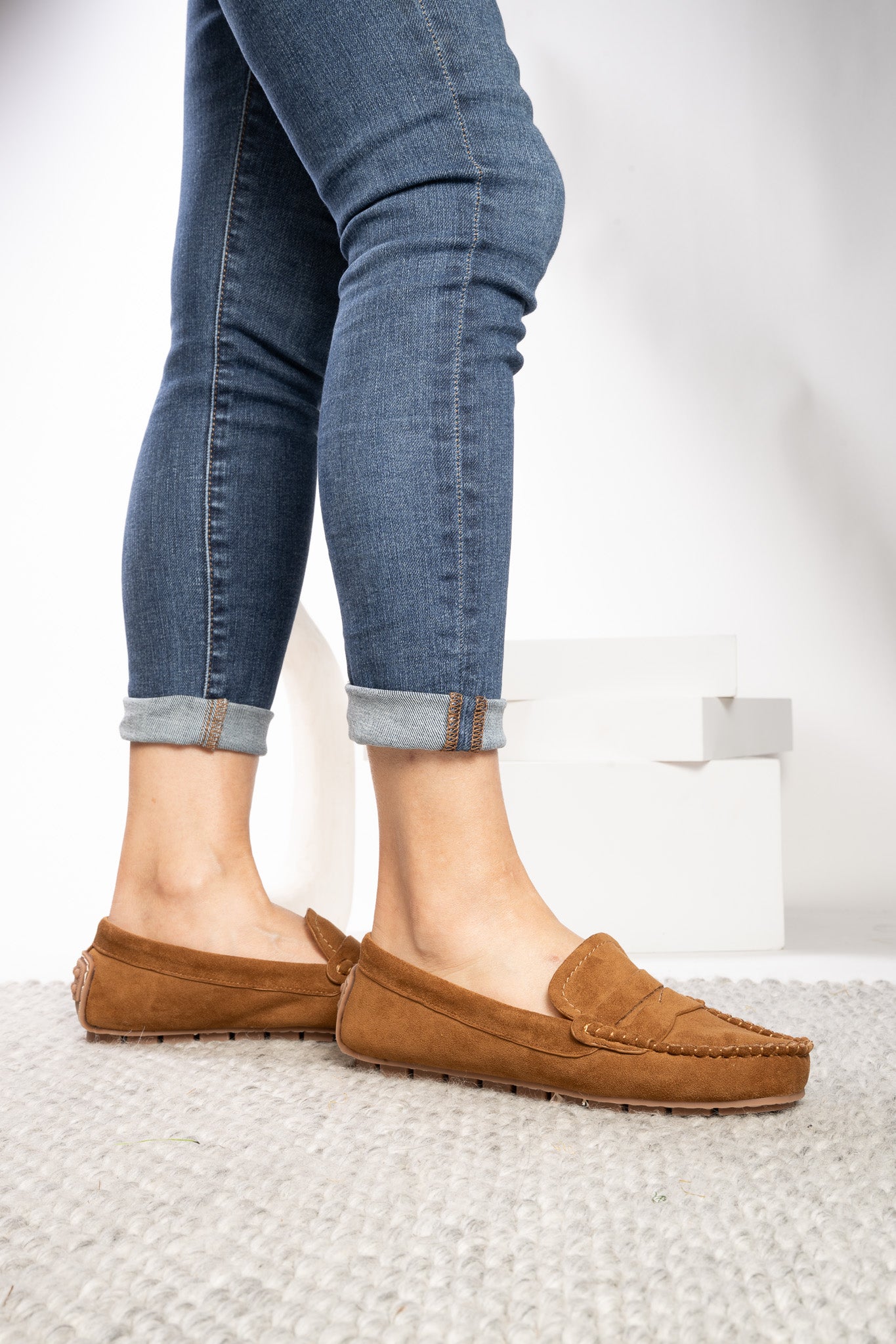 Corky's Penny for Your Thoughts Moccasin Loafer - Camel Faux Suede at ooh la la! in Grapevine TX 76051
