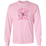 Candy Cane Christmas Club Long Sleeve Tee in pink at ooh la la! in Grapevine TX 76051