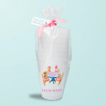 Taylor Paladino Dogs Playing Mahjong Club Mahj frosted cups set packaged in clear bag with pink ribbon