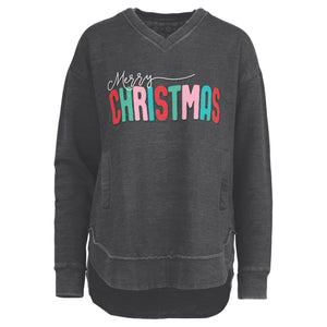 Colorful Christmas V Neck Sweatshirt at ooh la la! in Grapevine TX 76051