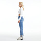 High Rise Straight Leg Denim Jeans With Cuff at ooh la la! in Grapevine TX 76051