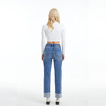 High Rise Straight Leg Denim Jeans With Cuff at ooh la la! in Grapevine TX 76051