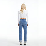 High Rise Straight Leg Denim Jeans With Cuff at ooh la la! in Grapevine TX 76051