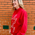 Holly & Jolly Mock Neck Oversized Sweatshirt at ooh la la! in Grapevine TX 76051