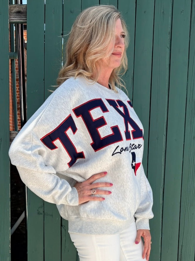 Texas Appliqued Oversized Dolman Sweatshirt at ooh la la! in Grapevine TX 76051