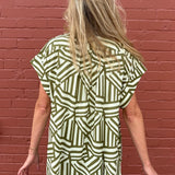 Winton and Waits Geometro Cap Sleeve Hi Lo Top