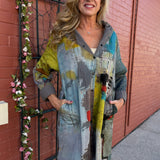 Reversible Hooded Rain Coat In multi blocks/taupe at ooh la la! in Grapevine TX 76051