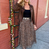 Leopard Print Long Mesh Skirt