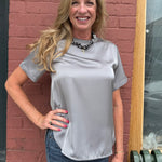 Lysse Aline Crew Neck Top in Dk Heather Grey at Ooh La La! in Grapevine TX 76051