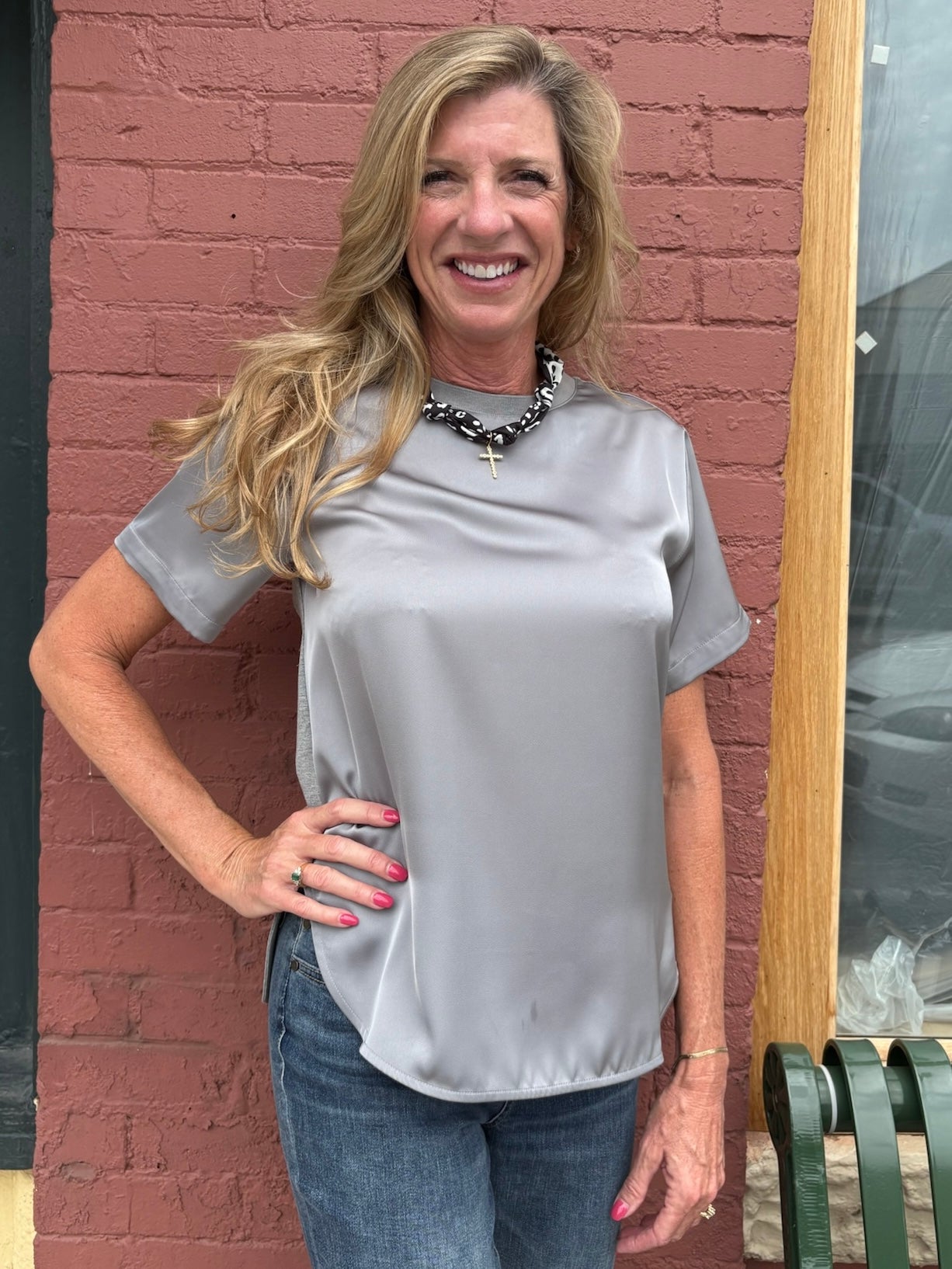 Lysse Aline Crew Neck Top in Dk Heather Grey at Ooh La La! in Grapevine TX 76051