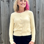 Molly Bracken Pearl Button Cardigan in off white at ooh la la! in Grapevine TX 76051