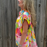 Flamingo Abstract Cap Slv Hi Lo Top at ooh la la! in Grapevine TX 76051