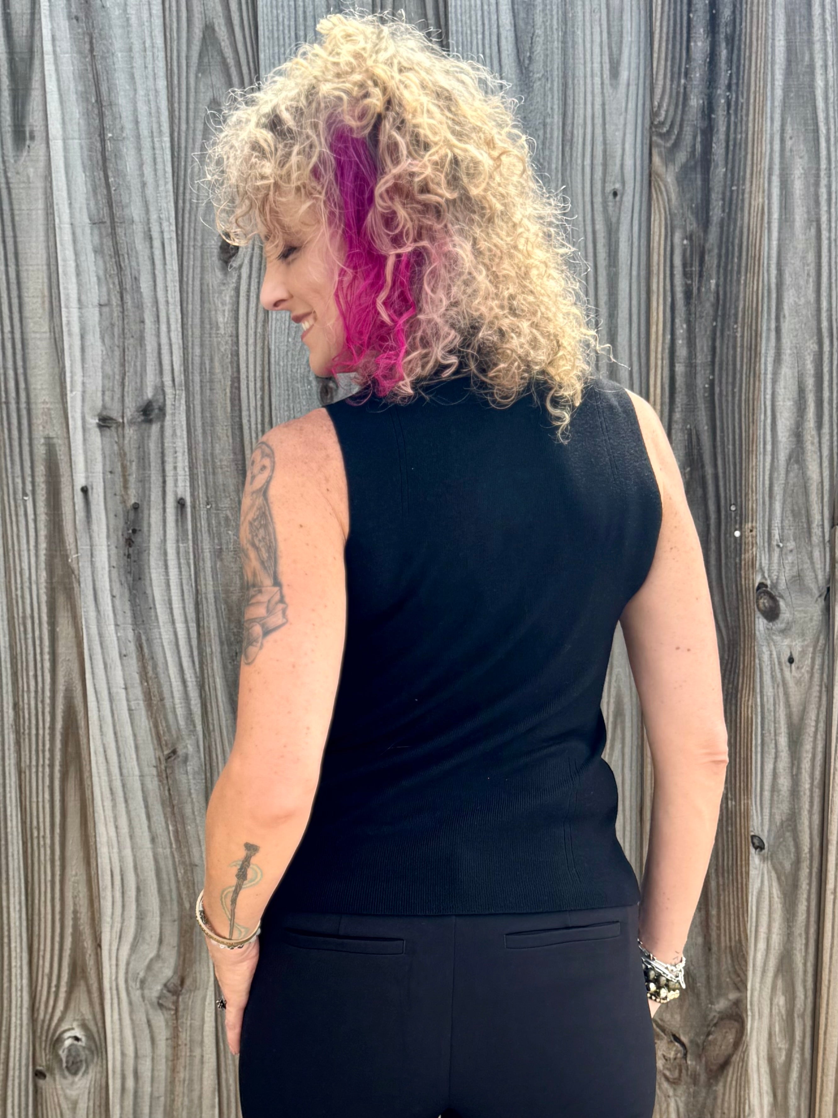 Molly Bracken Turtleneck Sleeveless Sweater in black at ooh la la! in Grapevine TX 76051