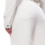 Pearl-Embellished Petal Cutout Straight Leg Jeans