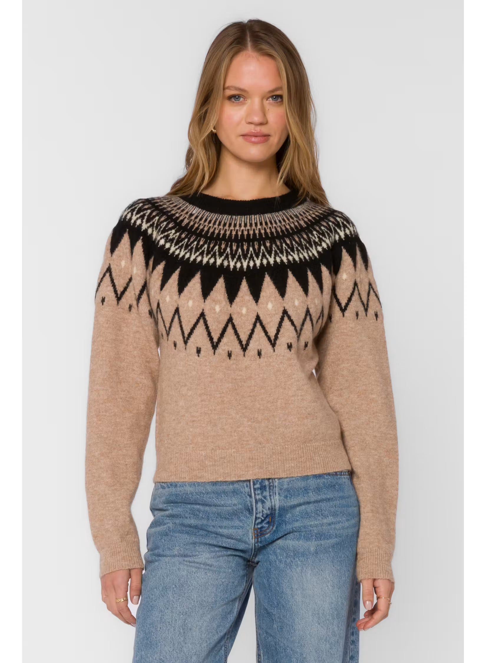 Velvet Heart Delvine Dune Black Nordic Sweater at ooh la la! in Grapevine TX 76051