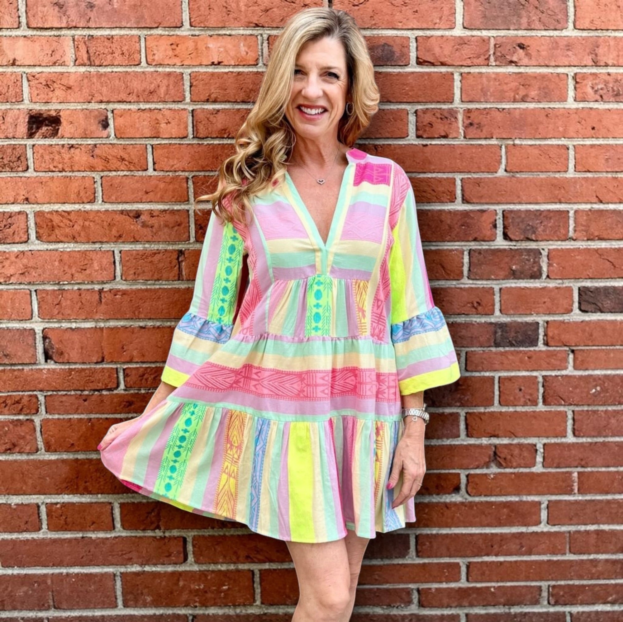 neon multicolor dress Neon Splash Multicolor Tie-Dye Spaghetti Midi Dress 30