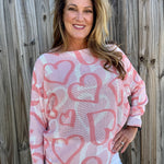 Soft Pink Hearts Batwing Sweater at ooh la la! in Grapevine TX 76051