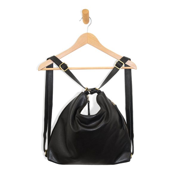 Black Drew Small Vegan Leather Woven Hobo Bag