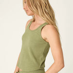 PJ Salvage Rib Knit Lounge Tank Top in Heather Dark Olive at ooh la la! in Grapevine TX 76051