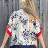Made in Italy Satin Floral Pullover Blouse in navy at ooh la la! in Grapevine TX 76051