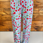 cherry pajamas, soft lounge pants, women's pajama bottoms, rayon spandex pjs, blue cherry print, drawstring sleepwear, gift for her, cute loungewear
at ooh la la in Grapevine TX 76051