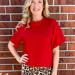 Soft Scuba Solid Crew Neck Tee In red at ooh la la! in Grapevine TX 76051