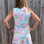 Ana Clare, Jackie Swing Dress, SPF 50 sport dress, golf dress with pockets, tennis dress with flounce, sun protection apparel, sleeveless athletic dress, women's performance dress, tropical resort wear. at ooh la la! in Grapevine TX 76051