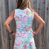 Ana Clare, Jackie Swing Dress, SPF 50 sport dress, golf dress with pockets, tennis dress with flounce, sun protection apparel, sleeveless athletic dress, women's performance dress, tropical resort wear. at ooh la la! in Grapevine TX 76051