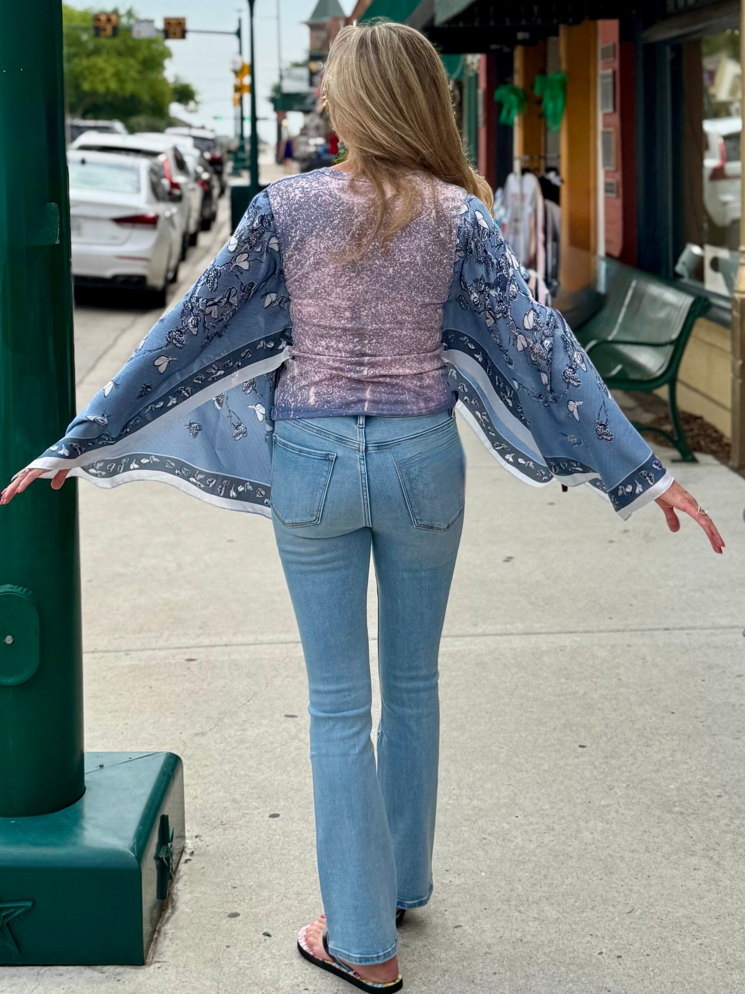 High Rise Bootcut Denim Jeans With Crystals at ooh la la! in Grapevine TX 76051